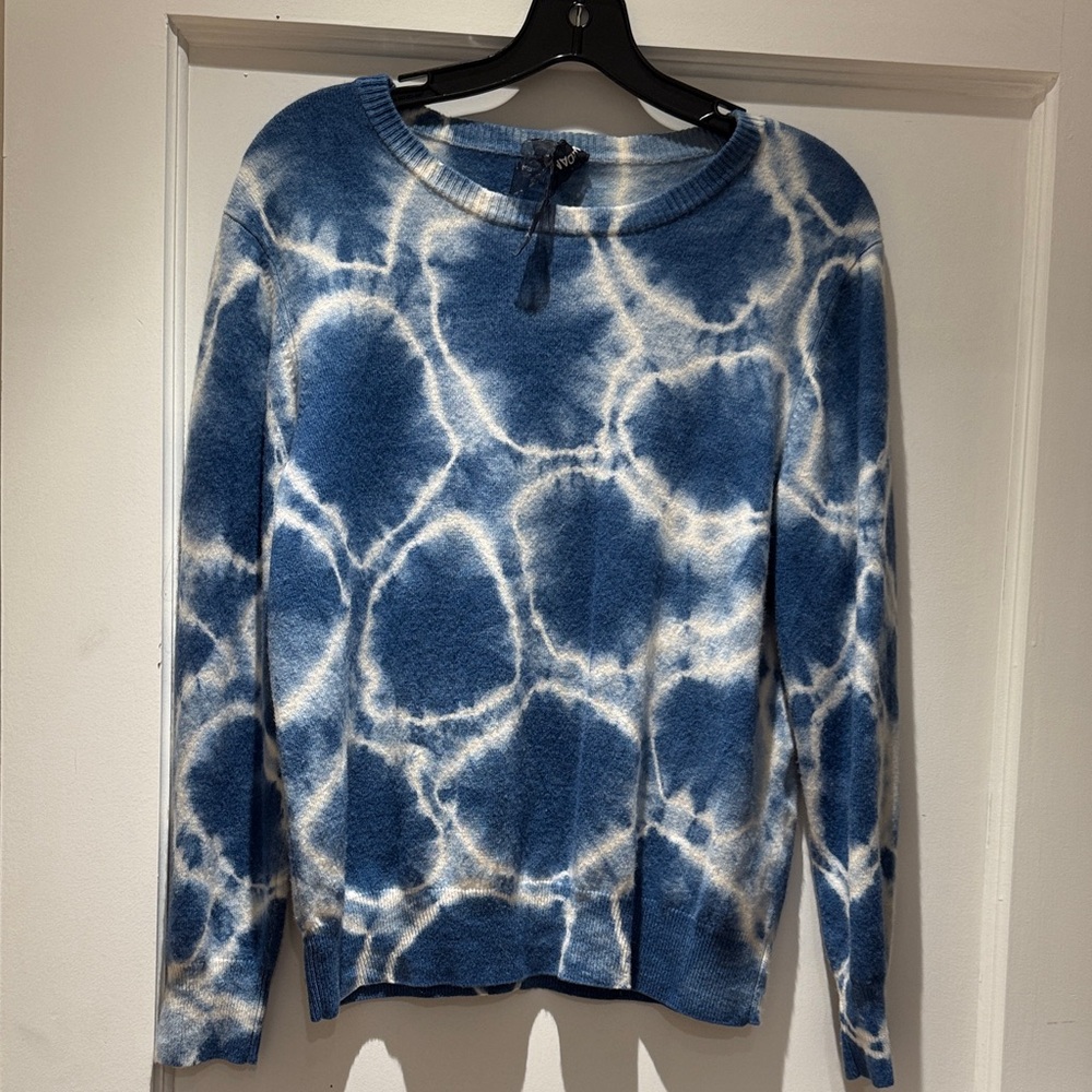NAADAM Blue and White Tie-Dye Sweater